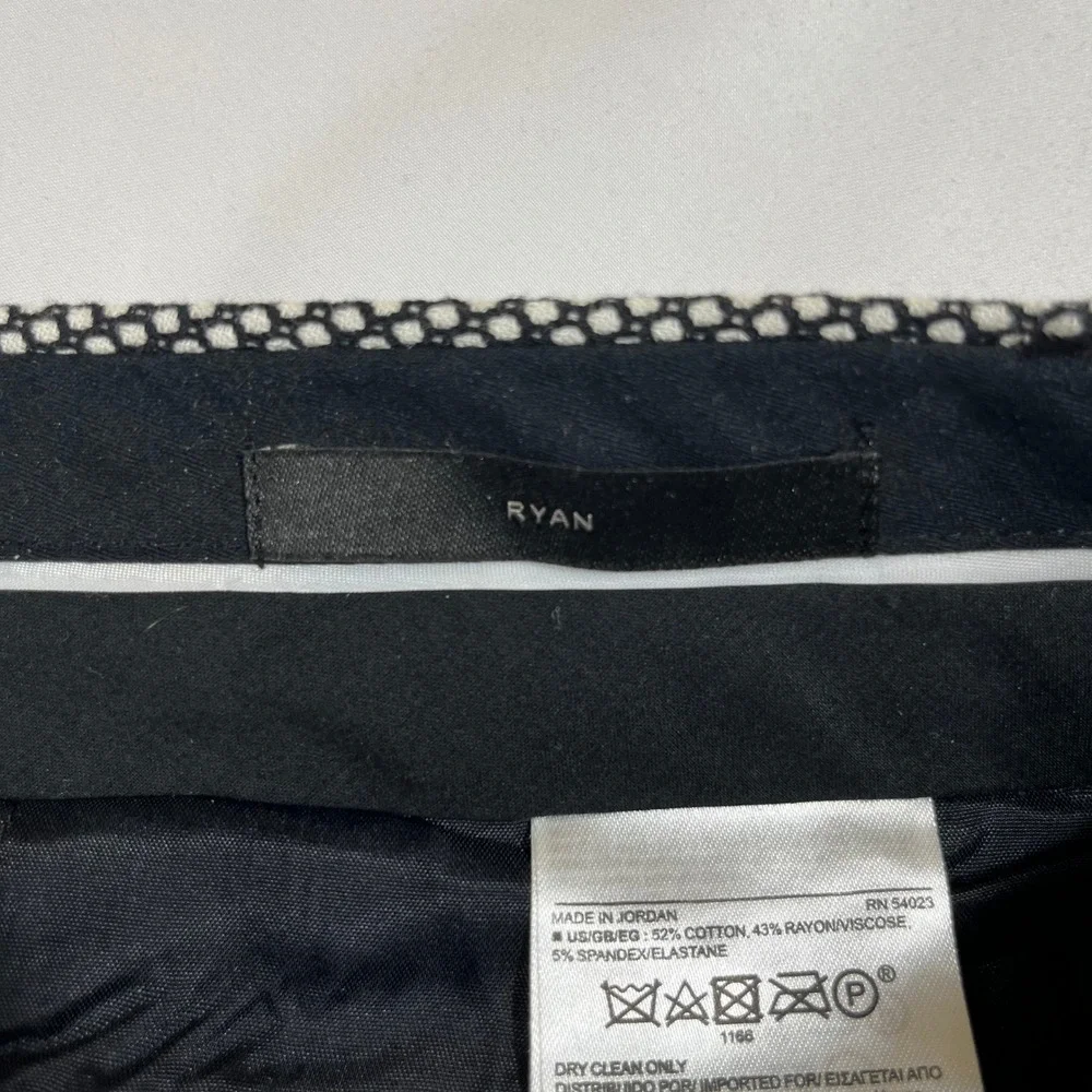 Banana Republic Ryan Pants Women 8 Black White Textured Geometric Straight Leg